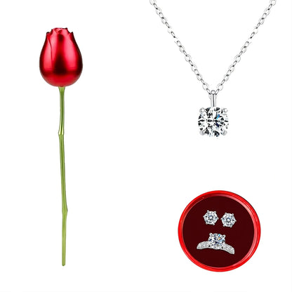 Set "Per lei" | Rosa con Collana, Anello e Orecchini